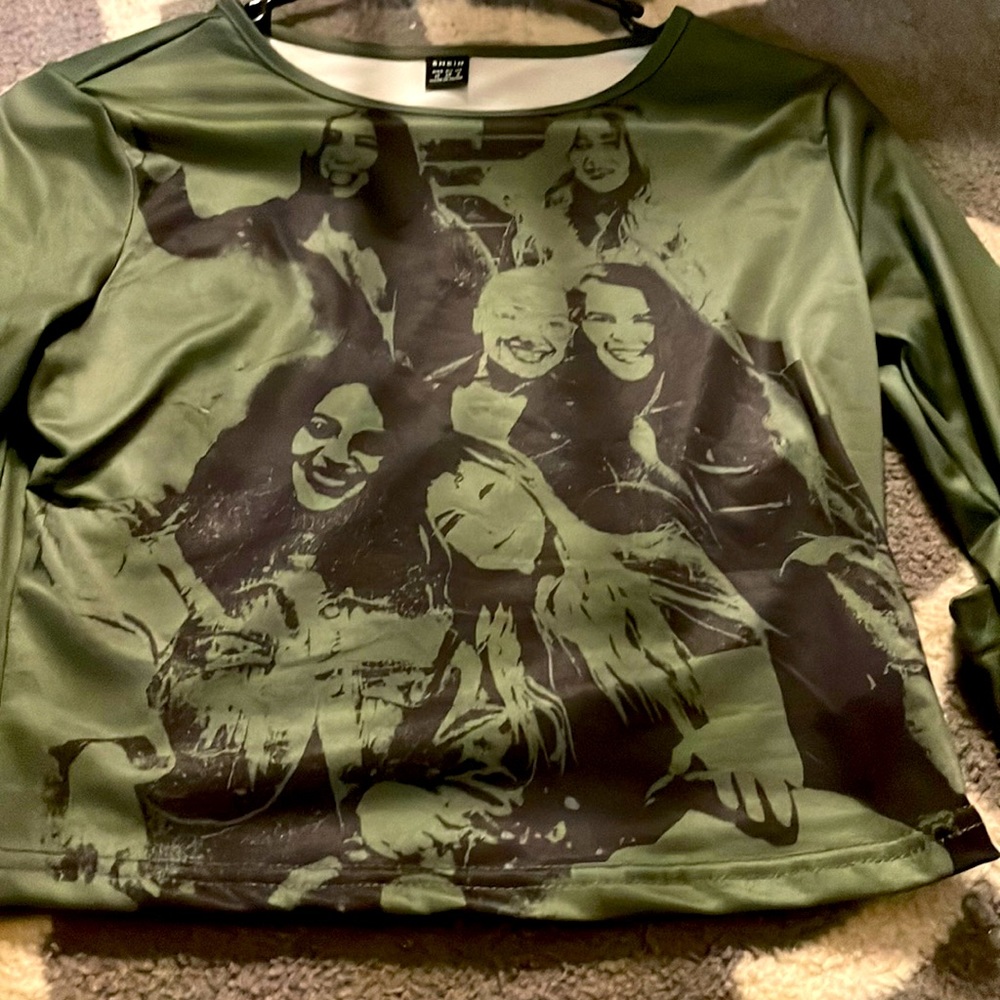 Green band girls long crop sleeve